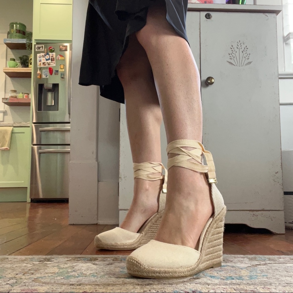 Linen Espadrille Wedge